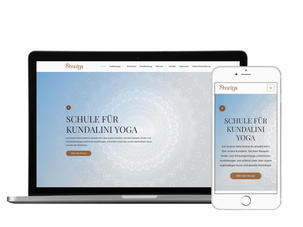 Umsetzung Webdesign Shuniya Schule für Kundalini Yoga